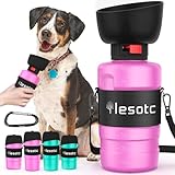 lesotc 2024 Upgraded Portable Dog Water Bowl, 28oz/800ml Leak Proof Foldable Travel Water Bottle, Pink