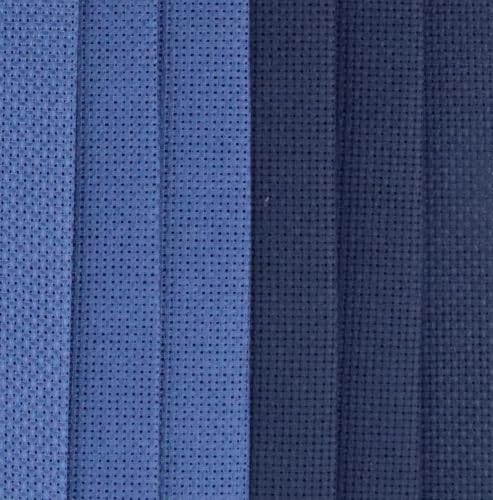 Image of KCS 4 /6 pc of 12 inch x 18 inch 18 Count Cotton Aida Cloth Cross Stitch Fabric (6 pc, Jeans Blue+Navy Blue)