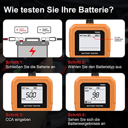 Autobatterie Tester 6V 12V 24V Autobatterietester 100-2000 CCA Spannungstester 2Ah-220Ah Digitaler Analysator,OBDMONSTER Innenwiderstandstester Kfz-Lichtmaschine für Autos/LKW/Motorräder/Boote - Image 6