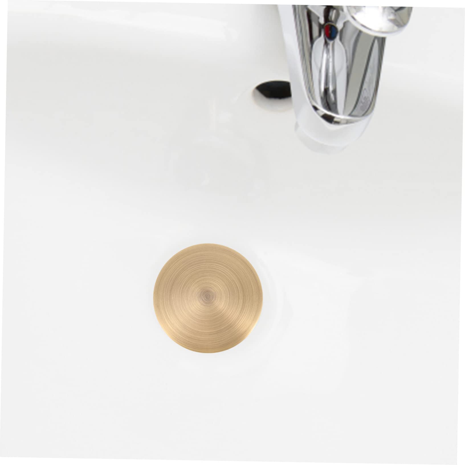 Tappo Scarico Lavabo Bagno Pop-up in Ottone Antico Filtro Scarico Lavandino Anti-intasamento, Tappo a Pressione per Lavello Foro Troppo Pieno, Accessorio Pratico per Bagno