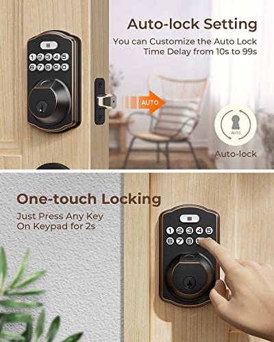 Keyless Entry Door Lock, Kawden Electronic Deadbolt With Fingerprint Reader&Keypad Door Lock, Backlit Keypad Auto-Locking Front Door Lock, Easy To Program, Smart Lock Fits Most Standard Doors #TOP4