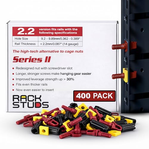Image of R400 - Server Rack Screws for Server Rack Rails 19 inch Square Punched Vertical Rails, Perfect Cage Nut Replacement, Rack-Mount Screws - Red 400-Pack 2.22mm /0.086