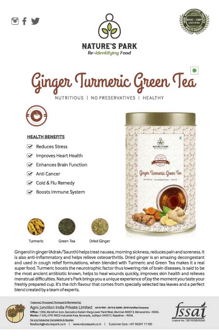Image of Nature's Park Ginger Turmeric Green Tea, 100 Gm