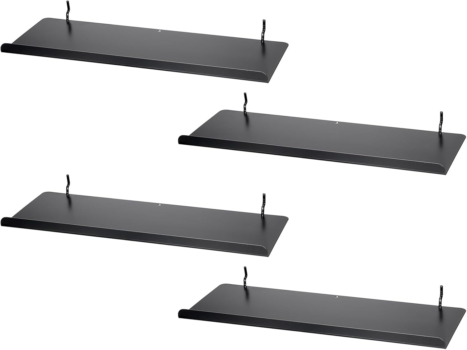 Kokone 4 Pack Pegboard Shelves with Lip - 15 x 5.5 in - Black, Metal Shelf Pegboard Steel Tray Pegboard Accessories for Storing or Displaying, Wall Organizer for Craft Retail, Garage, Workbench, etc