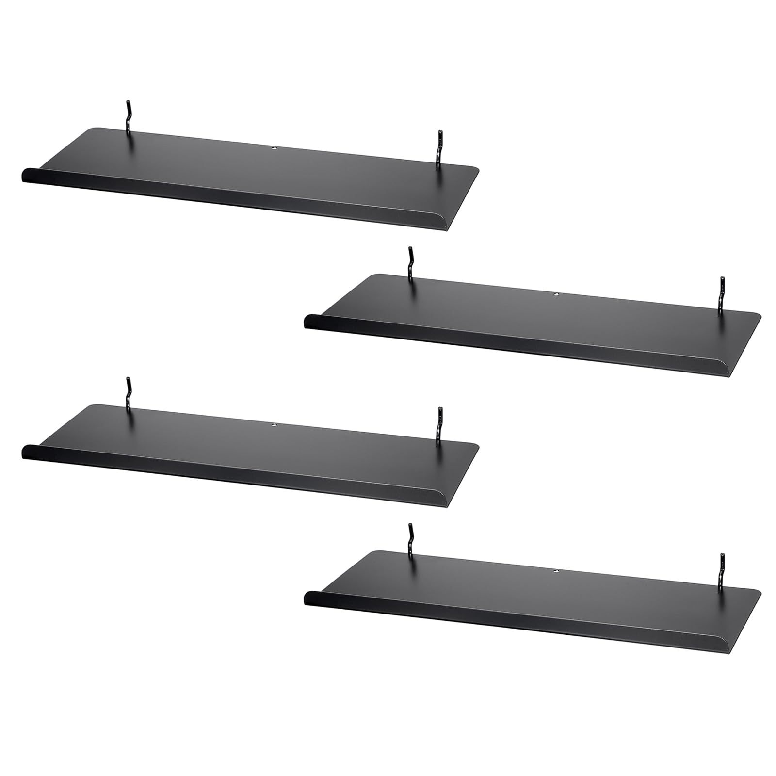 Sumnacon 4個セット 有孔ボード用トレイ パンチングボード用棚 簡単取付 ペグボード用ミニシェルフ ブラック L 38*14CM