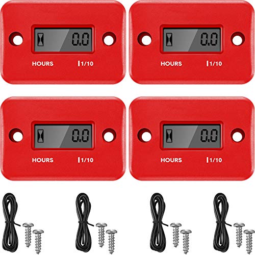 4 Pieces Hour Meters For Small Engines Inductive Digital Engine Meter Automatically Shutdown Tachometers Small Hour Tachometers For Motorcycle Lawn Mower Generator Chainsaws (Red) #TOP21