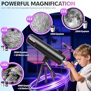 MEEZAA Telescope, Telescope for Adults High Powered, 90mm Aperture 550mm Portable Professional Refractor Telescopes for Kids & Astronomy Beginners with Tripod, Phone Adapter, Carry Bag & Moon Filter
