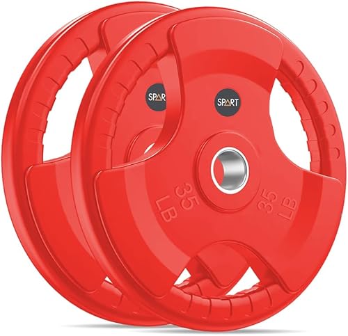 SPART Placa de agarre olímpica con revestimiento de goma de color de 2 pulgadas en pares o individual para entrenamiento de fuerza, levantamiento de