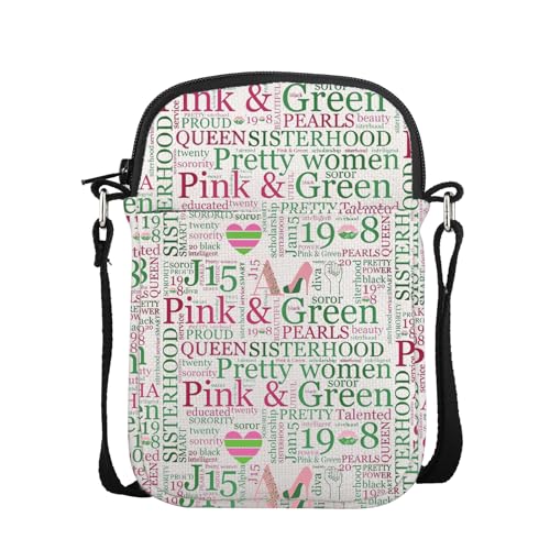 POFULL Sorority Gift 1908 Pink And Green Sorority Crossbody Bag Black Greek Sorority Sister Gift Sorority Paraphernalia Gift
