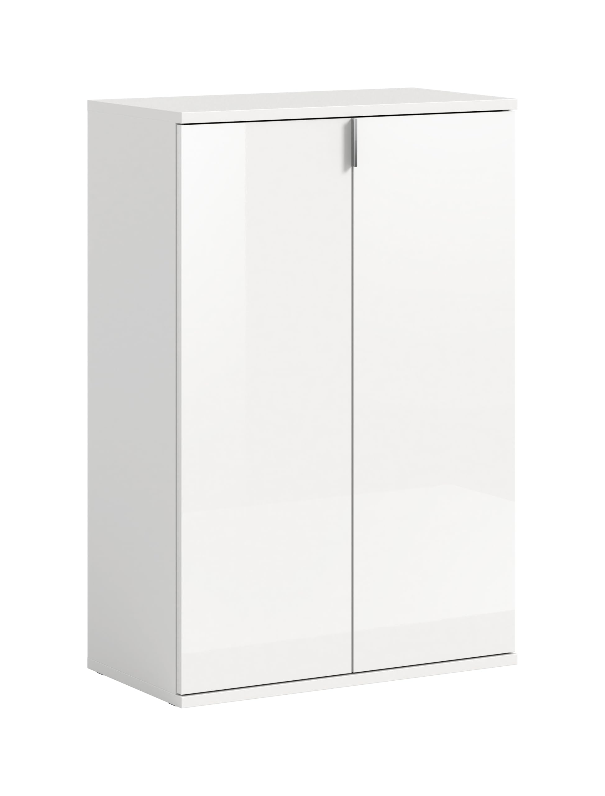 xonox.home - Schuhkommode Projekt X 61x99x34 cm in weiß und weiß Hochglanz - Highboard Schrank Anrichte Sideboard Beischrank - einfache Montage hochwertig verarbeitet