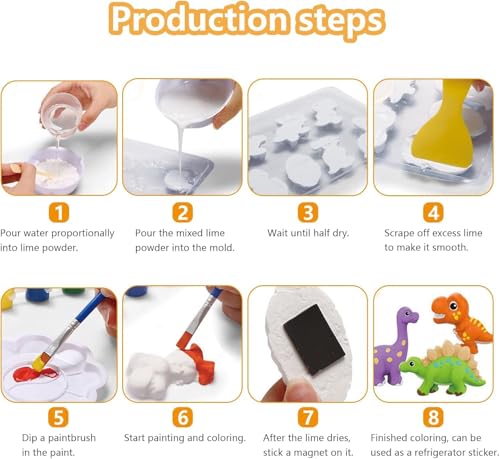 Image of Storio Toys DIY Mould & Paint Craft Kit - Dinosaurs,Kids for 5 Years,Plaster Figurine Set with Pigments, Palette & Mold, Painting Art & Craft Set -Gift Toys for 3-8 Year Old Boys & Girls, Multicolour