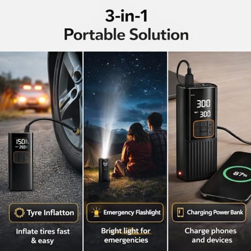 Image of YOURKARTS 2-in-1 Portable Tyre Inflator for Car & Bike