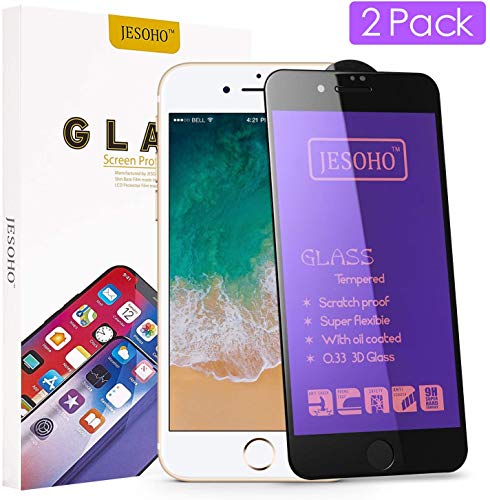 JESOHO Anti Blue Light Screen Protector for iPhone 7 Plus/8 Plus Black (2Packs)