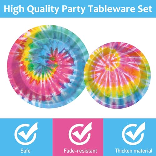 Qyeahkj QY0103 100 Pcs Tie Dye Party Plates And Napkins Set Tie Dye Birthday Party Decorations Girls Tie Dye Supplies Tie Dye Tableware Tie Dye Themed Party Favors thumb #2
