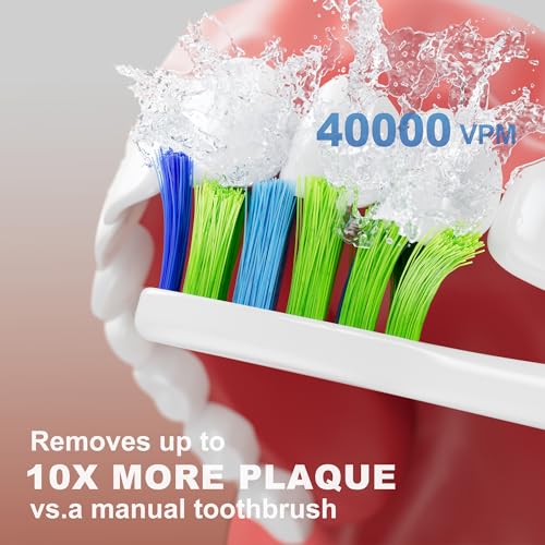 Image of 7AM2M Sonic Electric Toothbrush, High Power Rechargeable Toothbrushes, 5 Modes with 2 Minutes Built in Smart Timer, with 4 Brush Heads for Adults and Kids, One Charge for 60 Days (Pink)