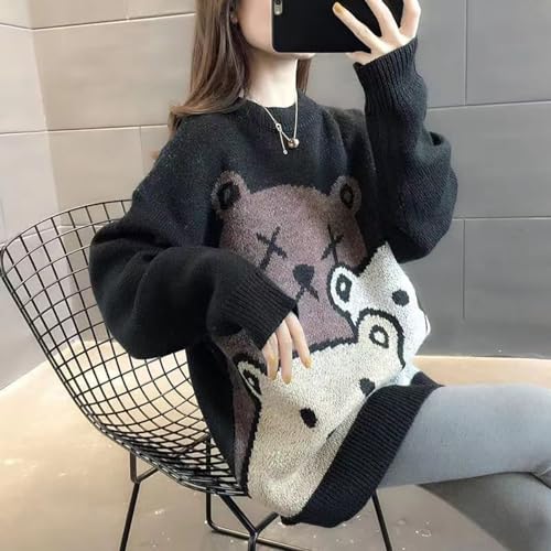 Gothic Sweater Harajuku Pullover Cute Sweater Sports Leisure Trend Warm Street Lazy Bear Jacquard Hip Hop2