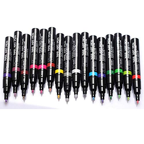 Nail Art Pen Foonee 16 Colors Set Nail Pens Art for 3D Nail Art DIY Decoration Nail Polish Pen Set 3D Design Nail Beauty Tools Paint Pens