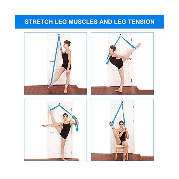 Podazz Leg Stretcher Strap, leg stretcher Adjustable Lengthened Ballet Extension Strap with Door Anchor-for Ballet, Dance Equipment for Stretching in Ballet, Cheerleading, Gymnastics (Aqua)