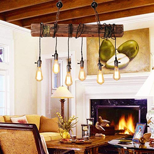 Chandelier suspendu reglable 6*E27 pour un eclairage retro industriel - 3