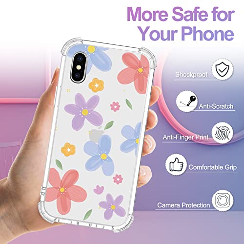 Image of Case for iPhone X /iPhone Xs, Clear Anti-Yellowing Anti-Scratch TPU Silicone Cover for Girls and Woman, Shockproof Drop Protection Case for iPhone X /iPhone Xs (5.8 inch), Red Flowers 2
