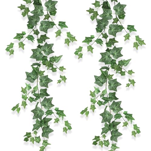 ROLLWAY 2Pcs Plantas Hiedra Artificial 1.8m Enredaderas Artificiales Guirnalda Hiedra Artificial Vides Falsas Realistas, Plantas Artificiales Decorativas Hojas Artificiales Colgantes (Verde)