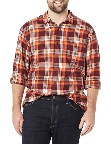 Image of Amazon Essentials Men's Regular Fit Long-Sleeve Flannel Shirt, Soft Brushed Cotton, Lightweight yet Warm