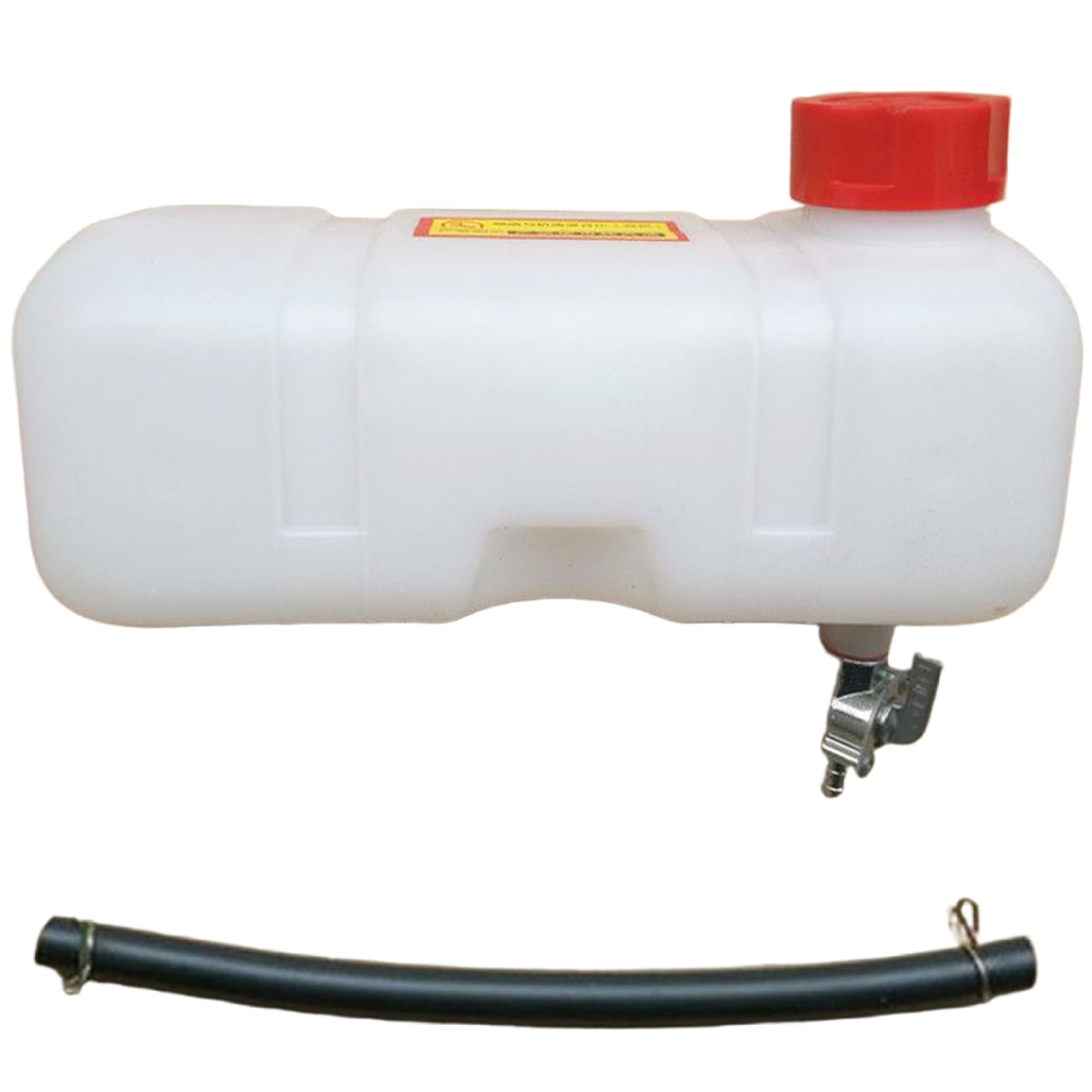 Serbatoio dell'acqua e carburante con tubo dell'olio e ugello per tosaerba, bianco