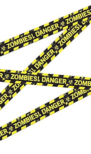 FIESTAS GUIRCA | Cinta de Policía Zombie (6mx7.6cm) - Decoración de Miedo para Halloween y Fiestas de Disfraces de Zombies - Ideal para Atrezzo y Escenarios Terroríficos - Negro y Amarillo | Ya disponible en tu tienda friki favorita! En mundofriki.es!