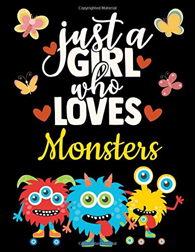 Monster Dot Grid Black Paper Journal: Just a Girl Who Loves Monsters | Cute & Funny Red Green Yellow Black Notebook to Write in | With Dotted Black ... Markers (Black Paper Dotted Notebooks)