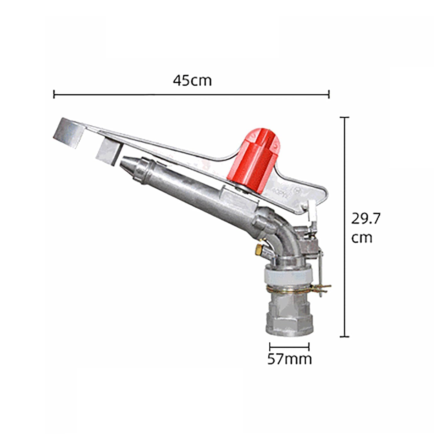 Pistola de riego de 2 pulgadas, aspersor ajustable de 360 grados con radio de 26 a 36 metros para riego de áreas grandes en granjas, huertos y jardines