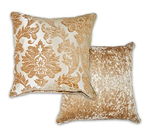 Emma Barclay Damask - Luxury Chenille Jacquard Cushion Cover in Coffee - 17x17 (43x43cm)