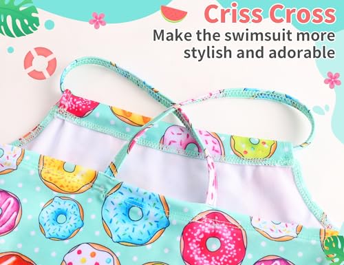 Image of TENVDA Girls Swimsuit Summer Beach Sport Halter Bathing Suits One Piece Swimwear for 2-12 Years Old Kids