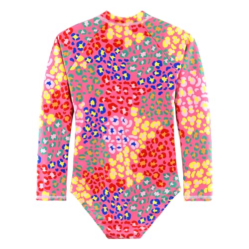 Image of Girls One Piece Swimsuit Long Sleeve Rash Guard UPF 50+ Age 2-12Y