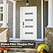 Fiberglass Exterior Front Door 36x80In, Right-Hand Inswing Featuring 4-Lite Frosted Glass White Primed Knock-Down Entry Door with Brickmould and Vinyl Frame