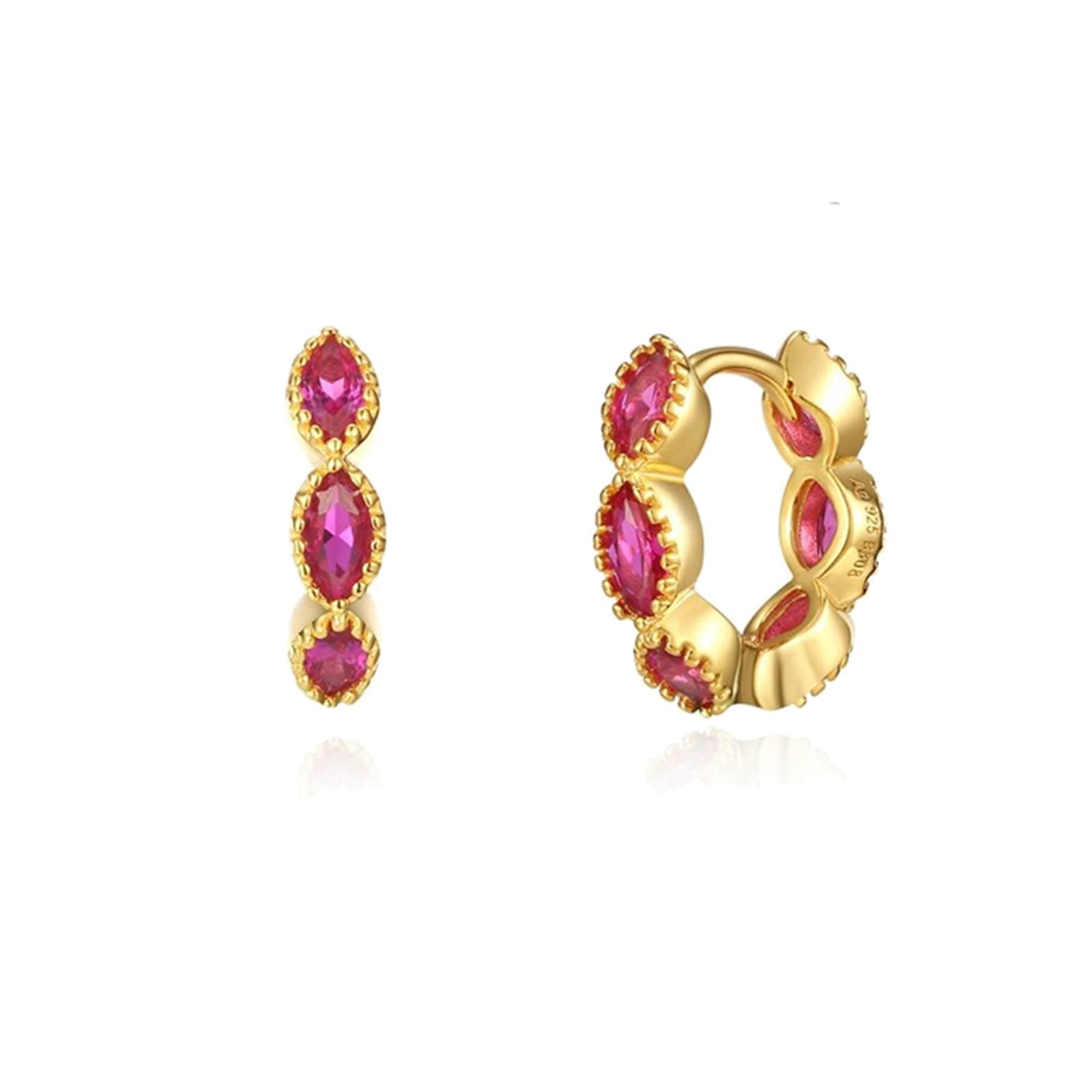 Creolen-Set aus Sterlingsilber, goldene Creolen für Damen, Knorpel-Creolen mit Marquise-Zirkonia