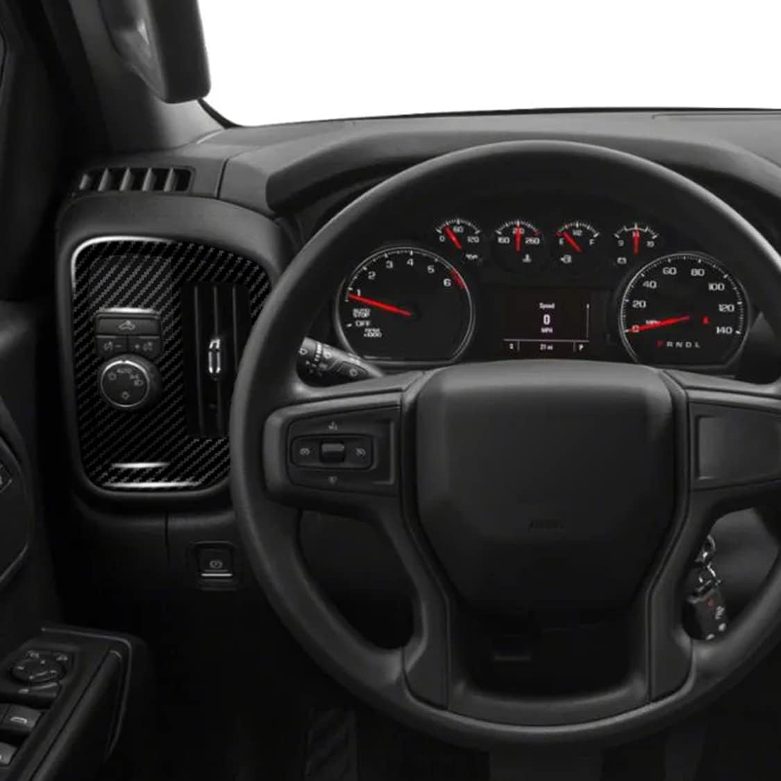for Chevy Silverado 1500 2019-2022 LHD Carbon Fiber Black Interior Side Air Vent Outlet Cover Trim 2pcs Car Accessories (One knob)