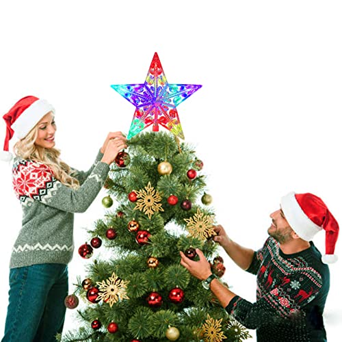 Star Tree Topper, Three-Tree 6 Inch Multicolor 10 Led Lighted Christmas Tree Topper For Holiday Party Xmas Tree Topper Decorations (3Aa Battery Powered) #TOP1