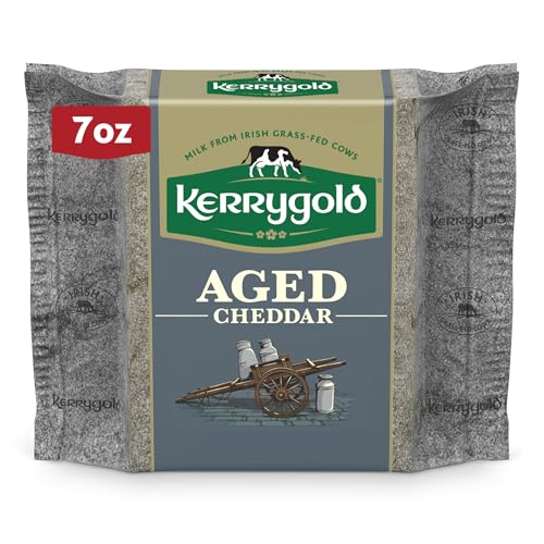 Kerrygold Aged Cheddar, 7 Ounce All-Natural Irish Cheddar Made with Milk from Grass-Fed Cows