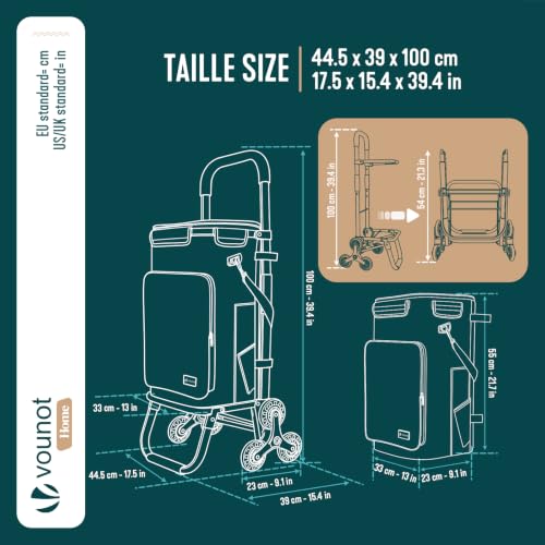 VOUNOT® Aluminium Einkaufstrolley Treppensteiger, 3 in 1 Trolly Einkaufswagen Klappbar...
