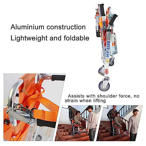 Krankentrage, Klappbare Krankentrage, 4-Rad-Treppenstuhl, Transfer-Treppenstuhl-Hebehilfe, Leichtgewichtiger Aluminium-Krankenwagen, Feuerwehr-Medizinlift, Klappbar, Für Ältere Menschen, Tra