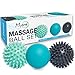 RELAX Set unique de 3 balles de massage différentes - balle lisse lacrosse et balles à picots - Réflexologie Acupression - Elimine les tensions et le stress Idéal pour masser les pieds, dos, épaules, bras. Idée cadeau