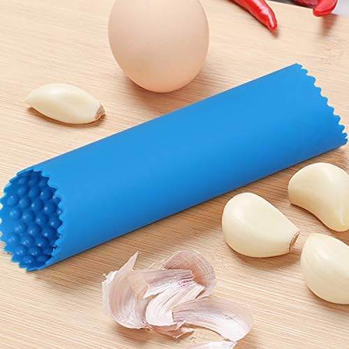 TRIXES Garlic Press - Silicone Garlic Peeler - Easy Roller Garlic Peeling Tube -Silicone Tool - Peels Garlic Cloves in Seconds Without Smell from Hands - Skin Roller - Colour Blue