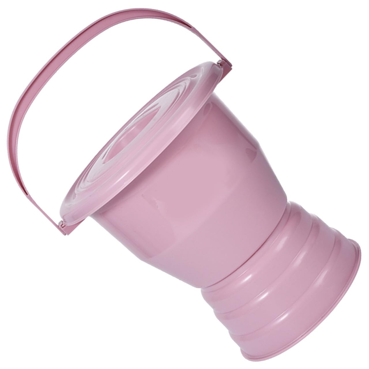 Vasino Coperto per Bambini Rosa in Plastica, Manico e Coperchio | Superficie Liscia, Riutilizzabile e Facile da Pulire, Uso Domestico, Adatto a Bambini e Anziani