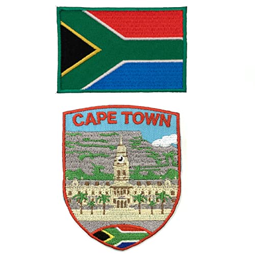 A-ONE Kapstadt Aufnäher zum Aufbügeln + Südafrika taktische Flagge Abzeichen, Moral Wahrzeichen & Landzeichen Patches, Wärmeübertragungs-Emblem für Hemden, Taschen, Mützen, Jacken NO.415C