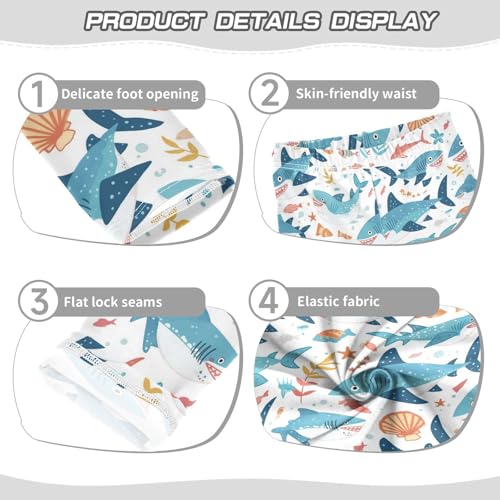 Cute Sharks Girls' Leggings Toddler Doodles Fishes Kids Yoga Pants Dance Active Tights 4T3