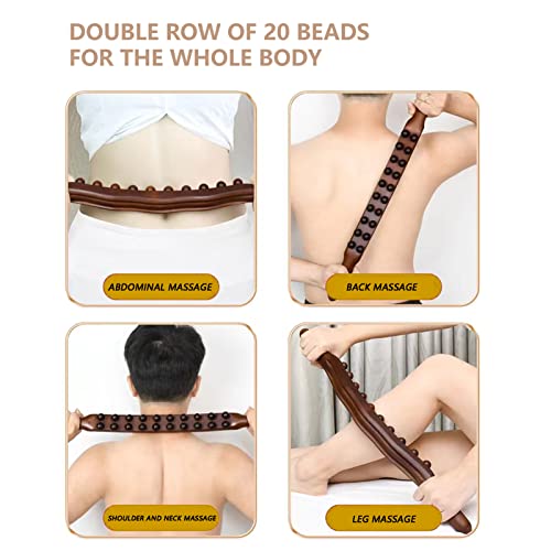Wooden Massage Stick,Guasha Wood Stick Tool,Wood Therapy Massage Tools,20 Beads Point Treatment Gua Sha Tool For Back, Belly, Shoulder #TOP6