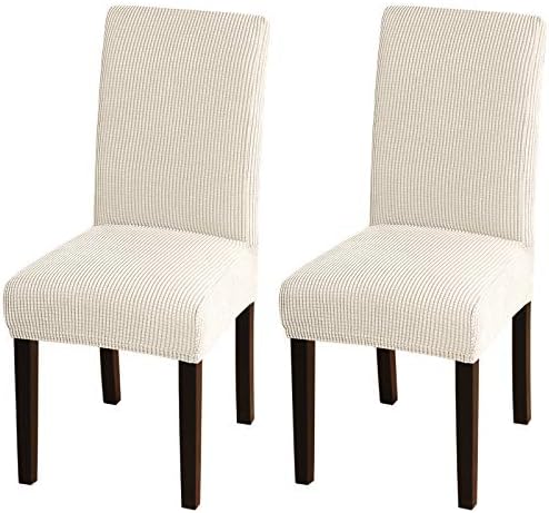 Turquoize Dining Chair Covers Stretch Chair Covers for Dining Room Set of 2 Parsons Chair Slipcover Removable Kitchen Chair Covers Chair Protector Covers for Dining Room, Hotel (2, Biscotti Beige)