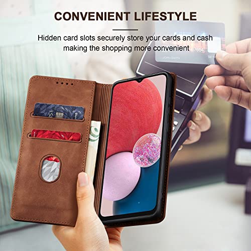 Image of Jasonyu Flip Wallet Case for Samsung A13 4G /5G,Brown