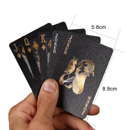 Plastik Spielkarten,wasserdichte Spielkarten,Kartenspiele mit 54 Karten,Schwarze Spielkarten,Maße: 8,8 x 5,8 cm,1 Deck – Bild 8