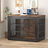 Piskyet Heavy Duty Dog Crate Furniture for XLarge Dog, 48''XL Dog Kennel Indoor Furniture,Indestructible Metal Crate with Double-Doors, Dog Crate End Table, Chew-Resistant